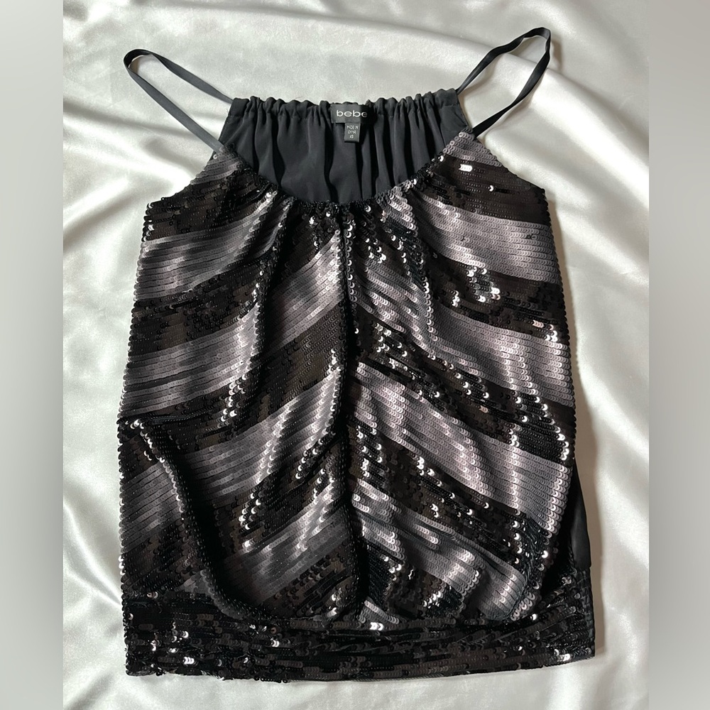 Black Silk & Sequins Sleeveless Top - XS